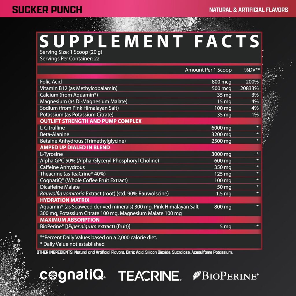 Nutrex OUTLIFT Amped Pre-Entreno, Ponche de Frutas, 22 Porciones, foto 3